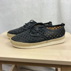 LUCKY‎ BRAND Tiko Mari Buff Leather Perforated Lace up Espadrille Sneaker 8.5"